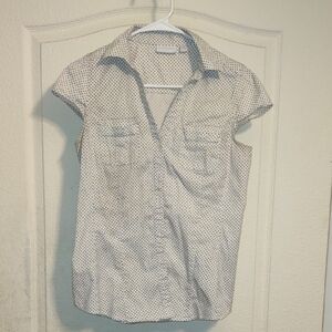 New York & Company Black and White Polka Dot Blouse